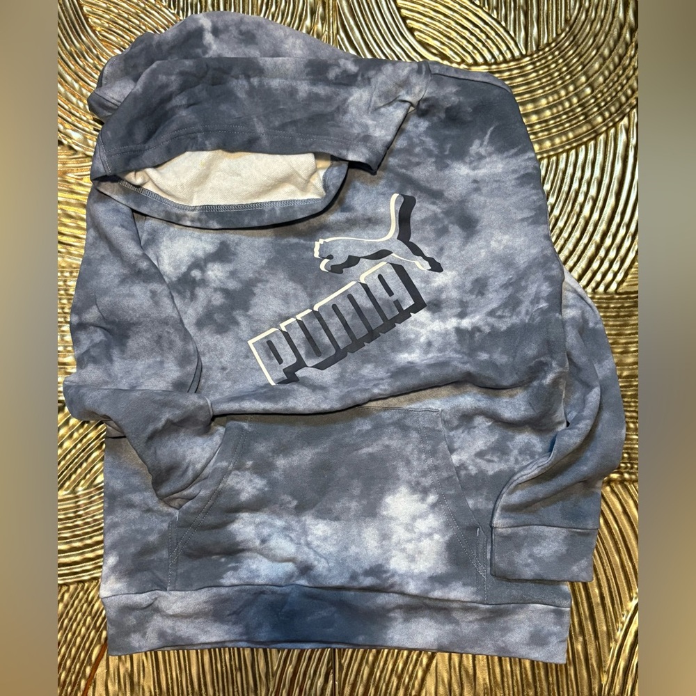 PUMA Boy's Blue Tie-Dye Hoodie